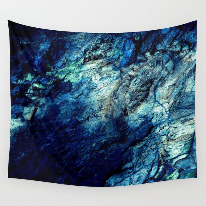 Mineral Texture Dark Teal Ocean Blue Wall Tapestry