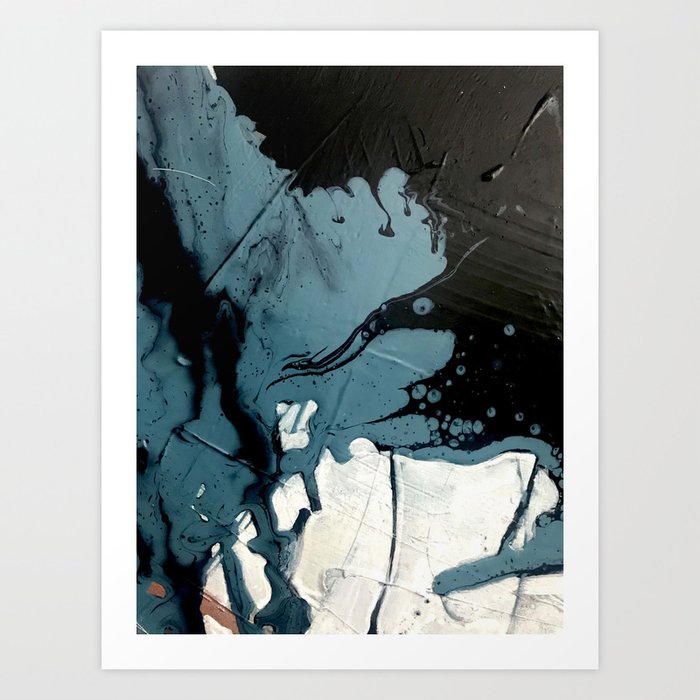 Fortune [5]: A bold, minimal, abstract mixed-media piece in blue and black Art Print