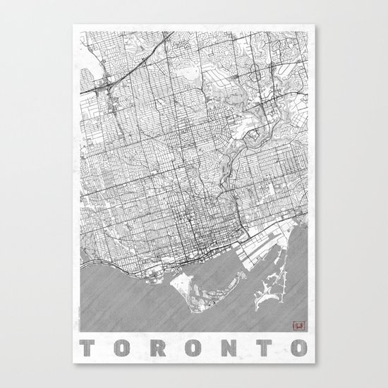 Toronto Map Line Canvas Print