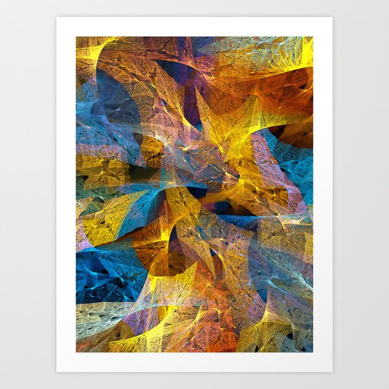 Gold & Blue Abstract Art Print by Klara Acel | Society6