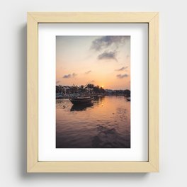 Sunset in Harbor overlooking River | Hoi An Vietnam | Asia Travel Photography Art Photo Print Recessed Framed Print