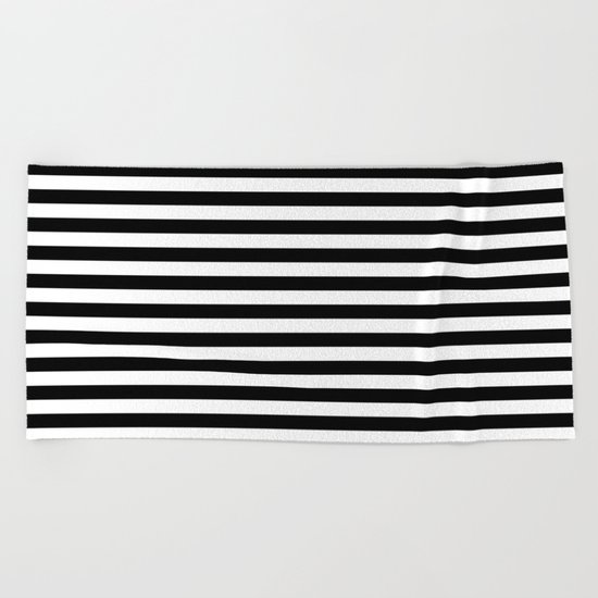 Horizontal Stripes (Black/White) Beach Towel