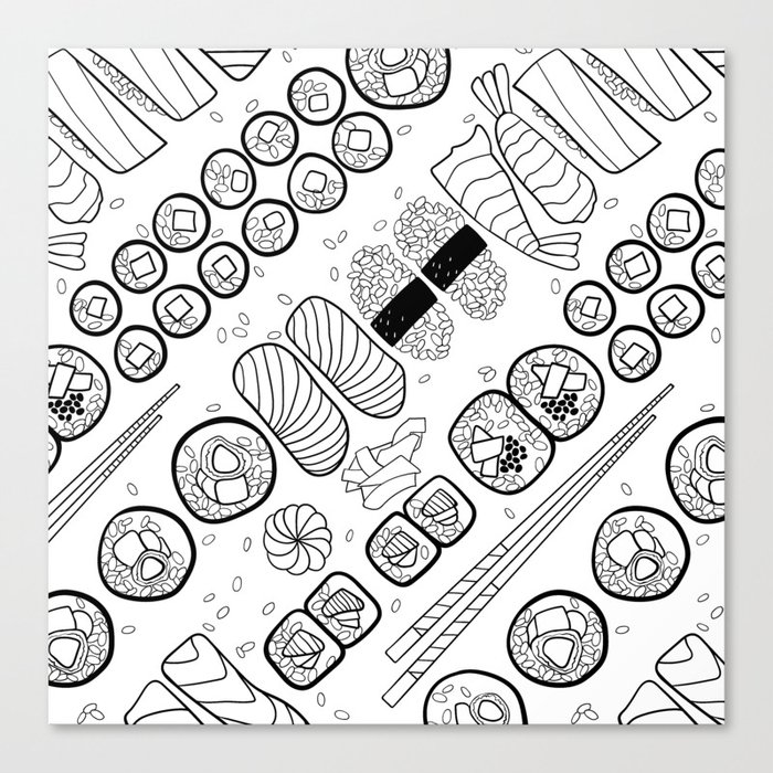 Download Sushi Coloring Canvas Print by marketastengl | Society6