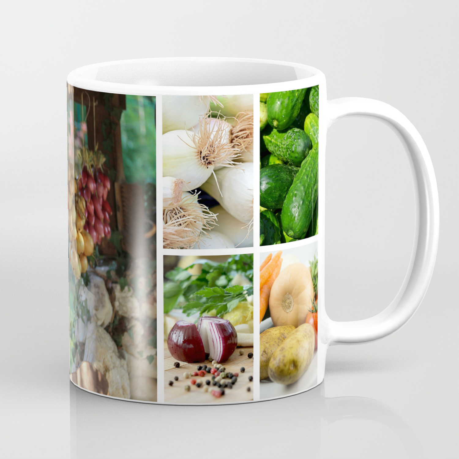 Drying Onions And Vegetable Collage Kitchen Decor Coffee Mug By