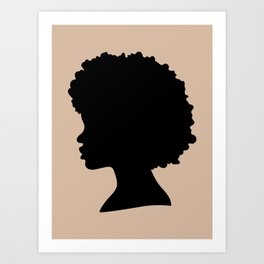 Silhouette Black Girl Afro Art Print
