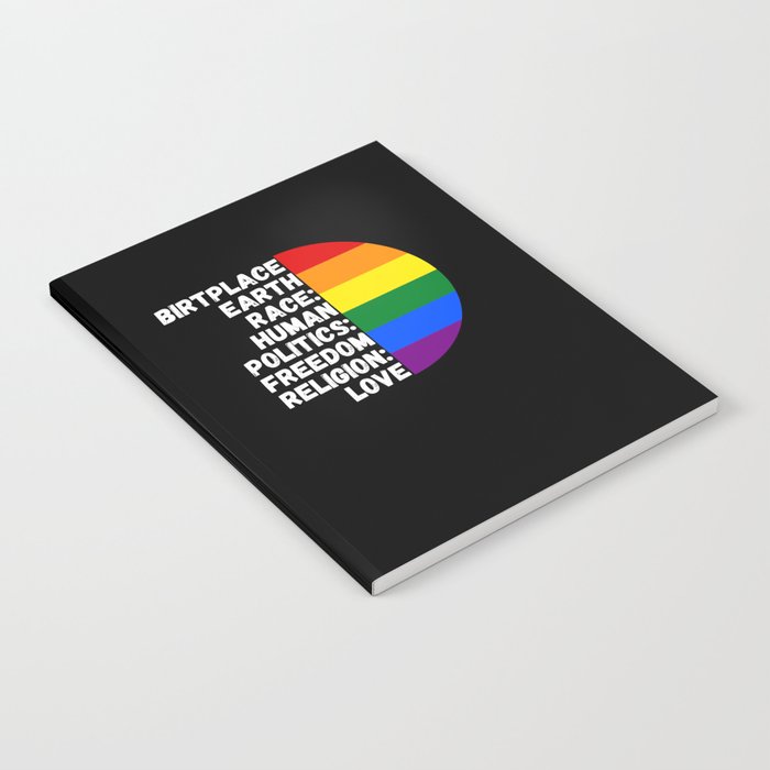 Birth Place Earth Religion Love Freedom Rainbow Notebook