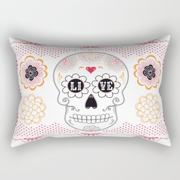 Dia de los Muertos Papel Picado Sugar Skull Rectangular Pillow