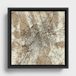 Brussels, Belgium - Artistic Map Art Print Framed Canvas