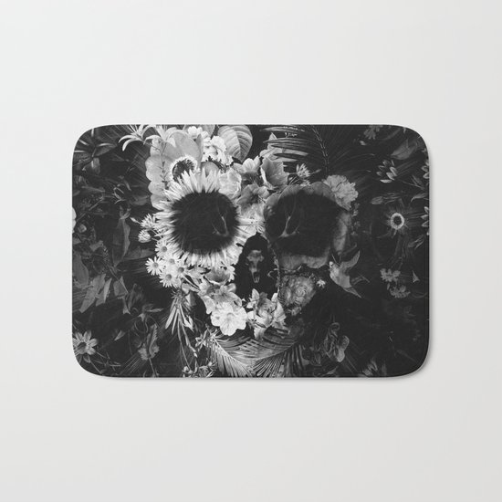 Garden Skull Dark B&W Bath Mat
