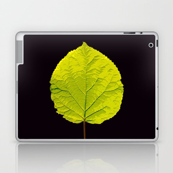 Green Leaf On A Black Background #decor #society6 #buyart Laptop & iPad Skin