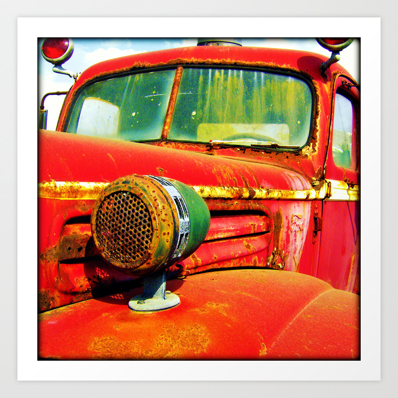 Engine 9 Vintage Fire Truck Art Print