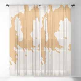 Rustic Cowhide in Retro Tan + Yellow Sheer Curtain