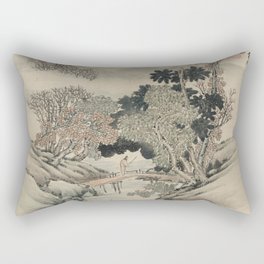 Vintage Japanese Landscape Painting Rectangular Pillow