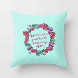 French Macaroons Wreath Watercolor Throw Pillow