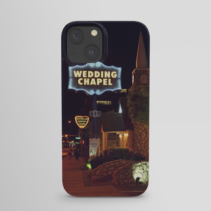Wedding chapel in Las Vegas at night | Neon sign | Travel Photography iPhone Case