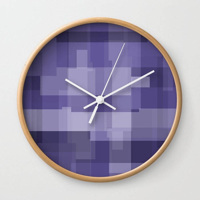 Rectangles - Geometric pattern Design blue violet Wall Clock