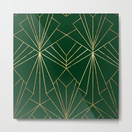 Art Deco in Emerald Green - Large Scale Metal Print | Stylish, Geometric, Artdeco, Lines, Speakeasy, Pattern, 20S, Foil, Dark, Glamorous 