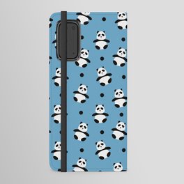 Cute Panda Print On Blue Background Pattern Android Wallet Case