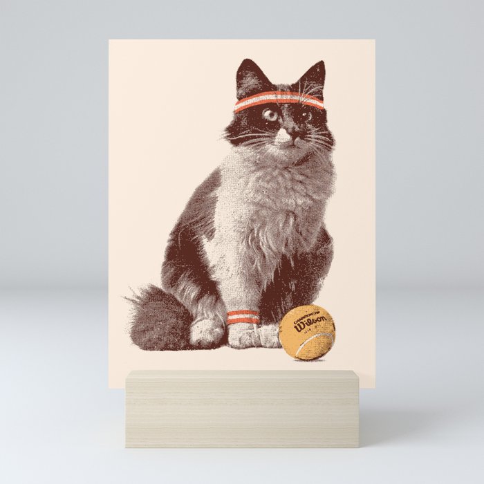 Tennis Cat Mini Art Print