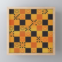 Checkered Smiley Faces Pattern Framed Mini Art Print