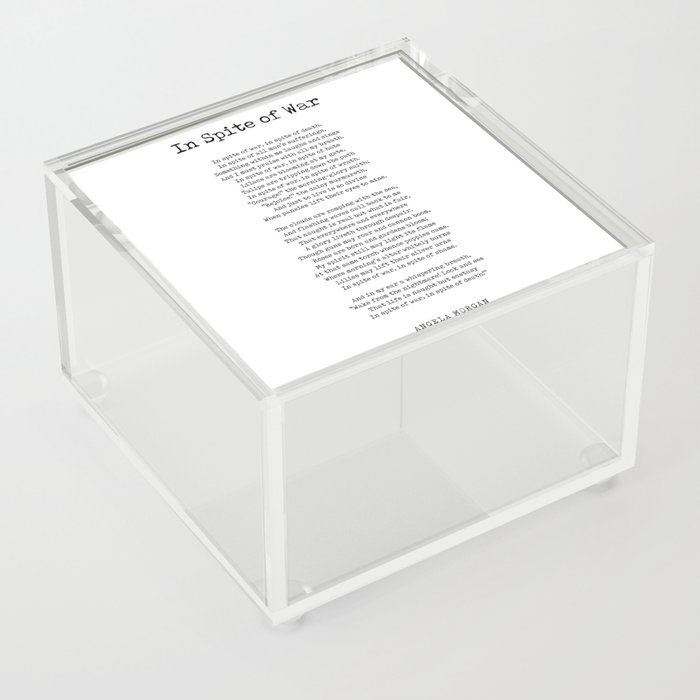 In Spite Of War - Angela Morgan Poem - Literature - Typewriter Print 1 Acrylic Box