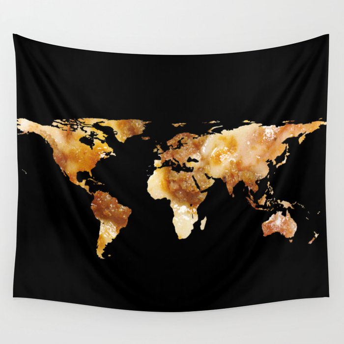 World Map Silhouette - Sausage Pizza Wall Tapestry