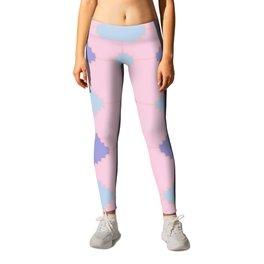 Whimsical Puzzle - Mosaic Tiles Pattern in Pink and Pastel Leggings