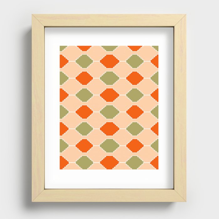 Retro Abstract Checkered Pattern Recessed Framed Print