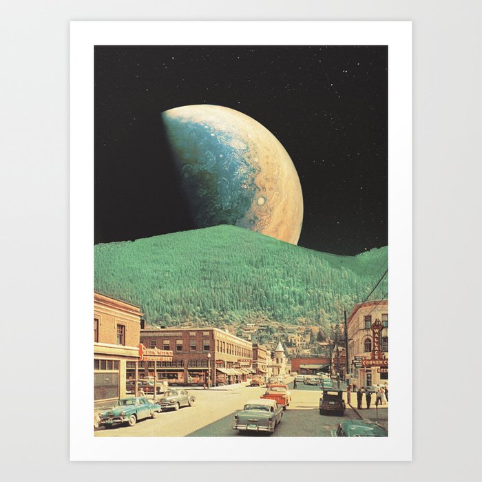 Under The Giant - Retro Futurism, Sci-Fi Aesthetic Collage  Art Print