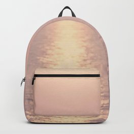 Golden Sunset - Aerial Ocean - Rose Pink Sky - Horizon - Sea Travel photography by Ingrid Beddoes Backpack