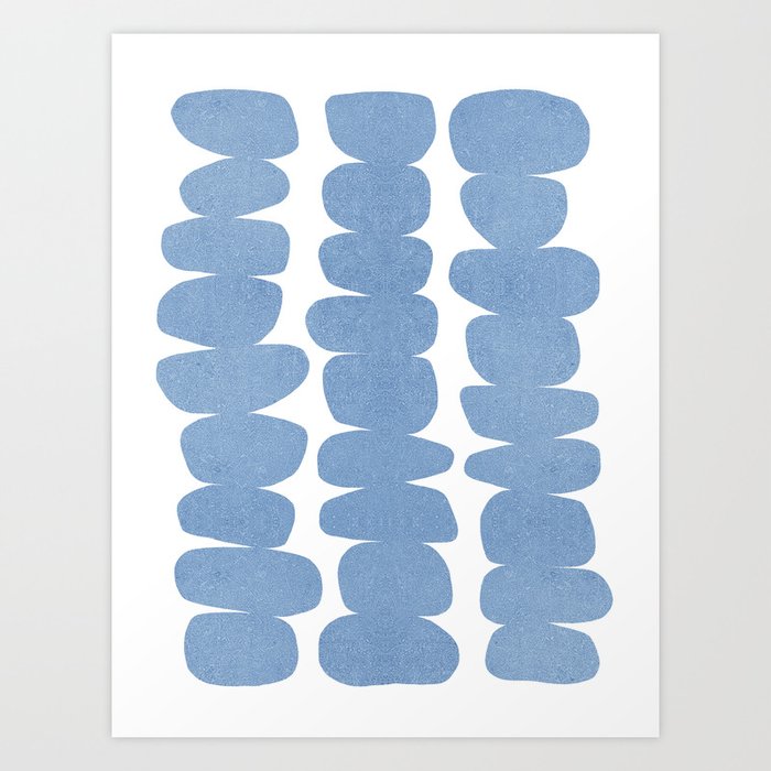 Minimal abstract Blue Nova Zen Pebbles 1.1 Art Print