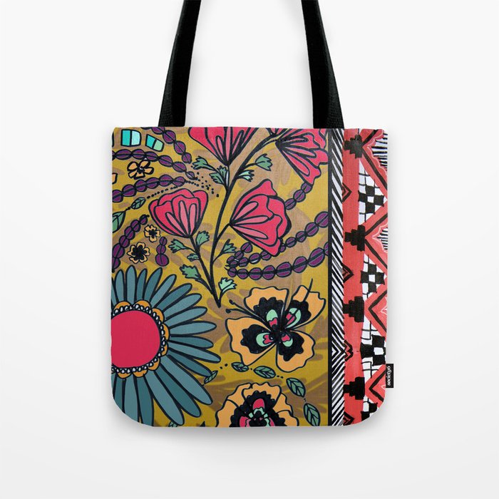 Yellow Floral Southwest Pattern  Tote Bag