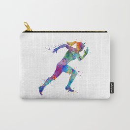 Girl Running Track and Field Art Colorful Watercolor Sports Gift Carry-All Pouch