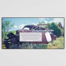 Rusted Out Car Along Route 66 in Cuervo New Mexico Desk Mat