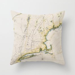 Vintage Map of New England (1830) Throw Pillow