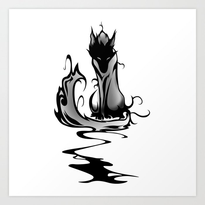 Wolf Werewolf Tattoo Shadow Style Artwork Dark Scary Vampire Gift Idea Birthday Tattooartist Art Print By C1337s Society6