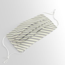 [ Thumbnail: Dark Grey and Beige Colored Pattern of Stripes Face Mask ]