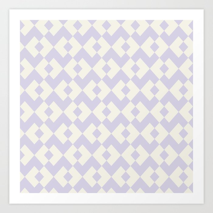 Pastel Lilac Purple and White Abstract Retro Pattern Art Print