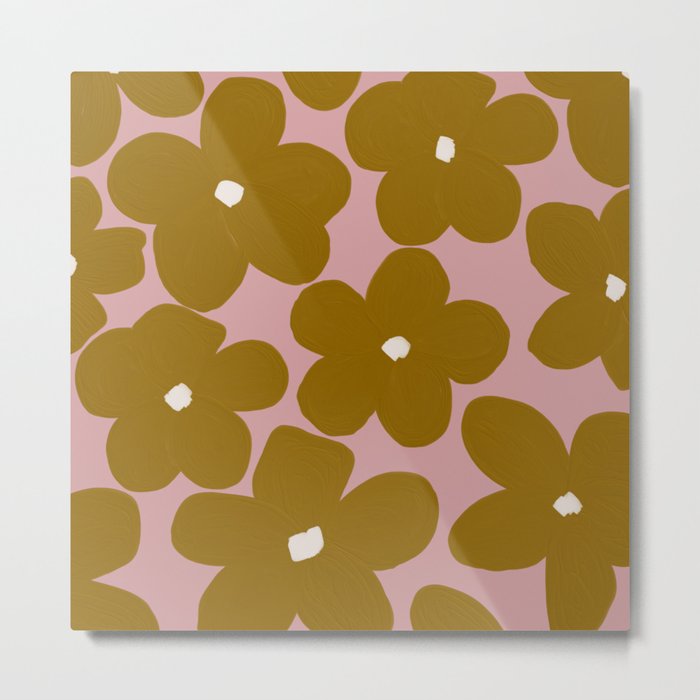 Eclectic Flowers on Pink Metal Print