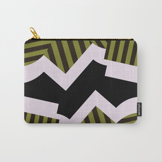 Bold Stripes - Black and white, brown and khaki stripes, abstract geometry Carry-All Pouch