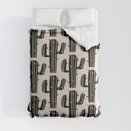 Southwestern Modern Desert Cactus Pattern 860 Black and Linen White Comforter