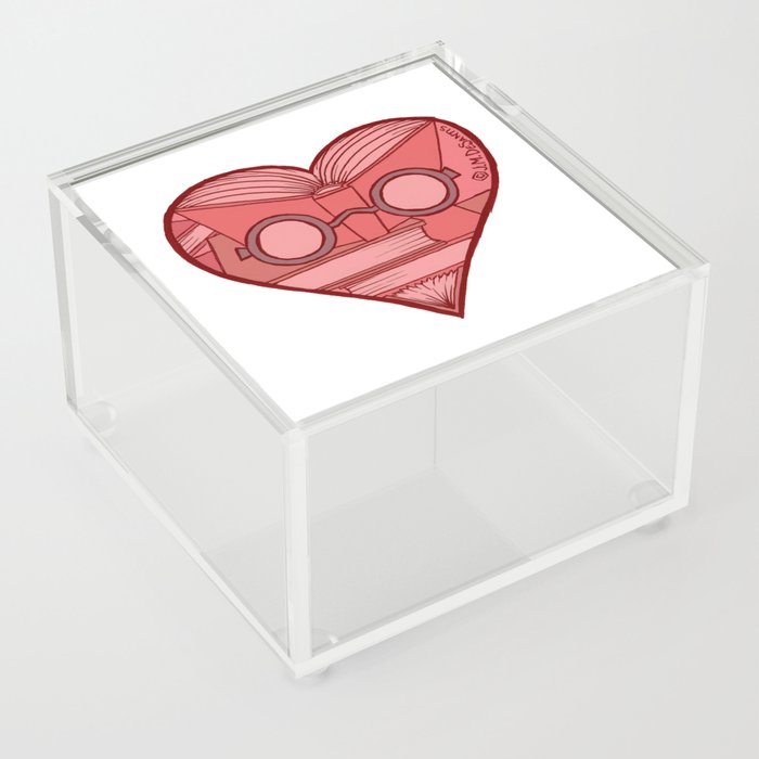 I Love Books Heart Acrylic Box