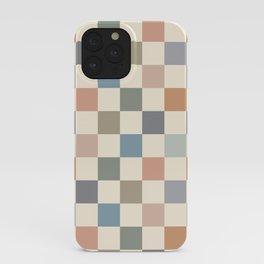 Blue & Beige Neutral Checker iPhone Case