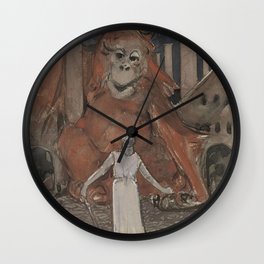 Knight and Giant Monkey Painting Ridder en Reuzenaap Wall Clock