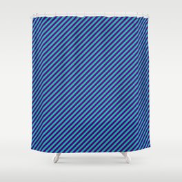 [ Thumbnail: Light Sea Green & Indigo Colored Lined Pattern Shower Curtain ]