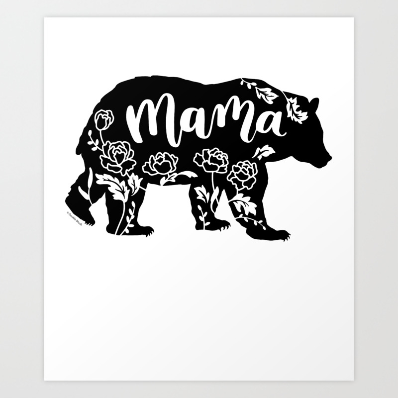 Download Floral Mama Bear With Peonies Peony Flowers Family Bear Matching Art Print By Doublebrush Society6