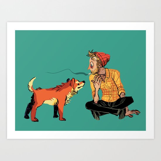 pet the dog Art Print