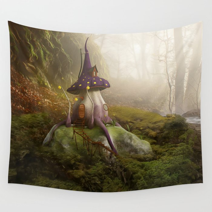 Mushroom house tapestry shop