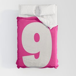 9 (White & Dark Pink Number) Duvet Cover