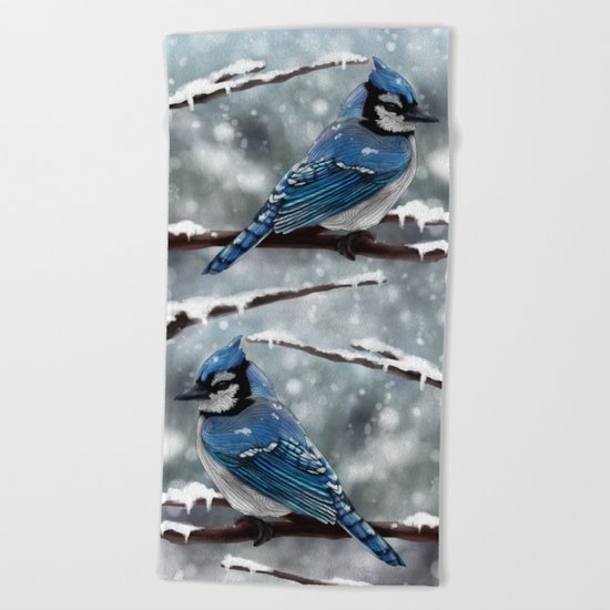 Blue Jay Beach Towel